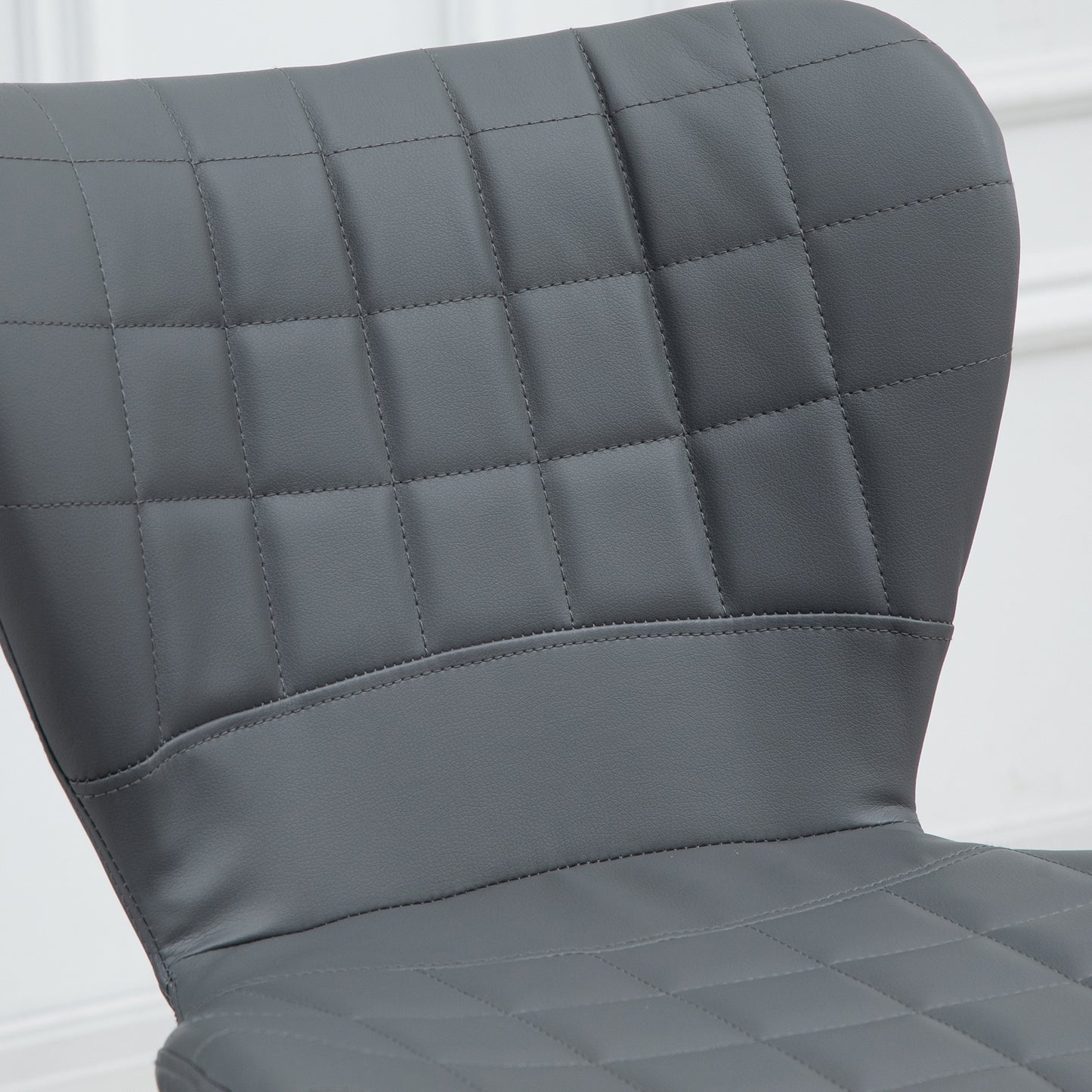 Patari Set Of 2 Faux Leather Grey Adjustable Bar Chairs With Backrest And Footrest