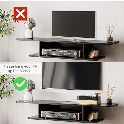 Dibasa Mizi Wooden Black Floating TV Unit With OFauxn Shelves For Screens Up To 40 Inches