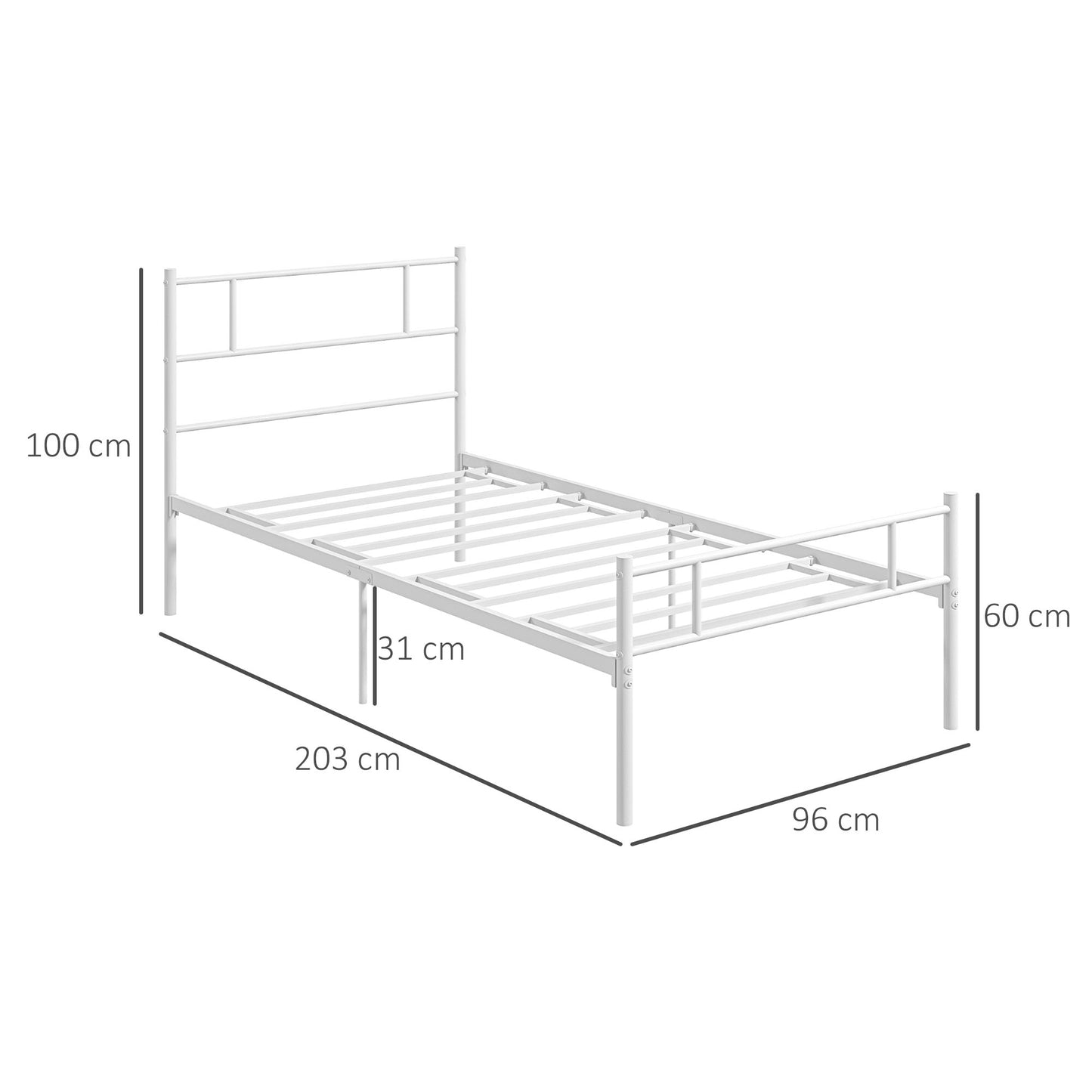 Bamika 3FT Single Metal Bed Frame With Headboard Footboard Strong Slat Base