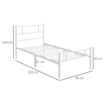 Bamika 3FT Single Metal Bed Frame With Headboard Footboard Strong Slat Base