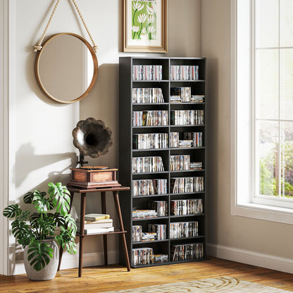 Sezi Wood Black Tall Media Storage Tower With 640 Disc Capacity