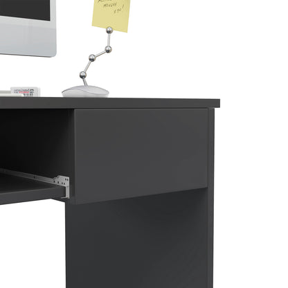 Rami 80cm Grey Compact Study Desk With Keyboard Tray And Drawer Storage