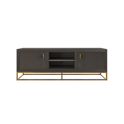 Mandalo Brown Shagreen and Brass Two Door TV Unit
