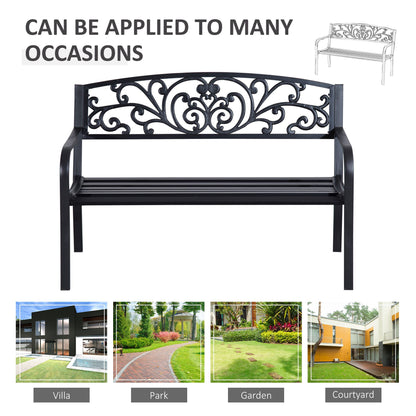 Saradi Taro Steel Black 2 Seater Outdoor Garden Bench