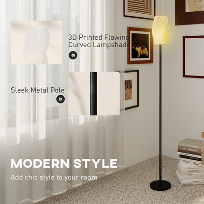 Vato Plastic White 3D Printed Modern Floor Lamp With Curved Shade And Adjustable Colour Light