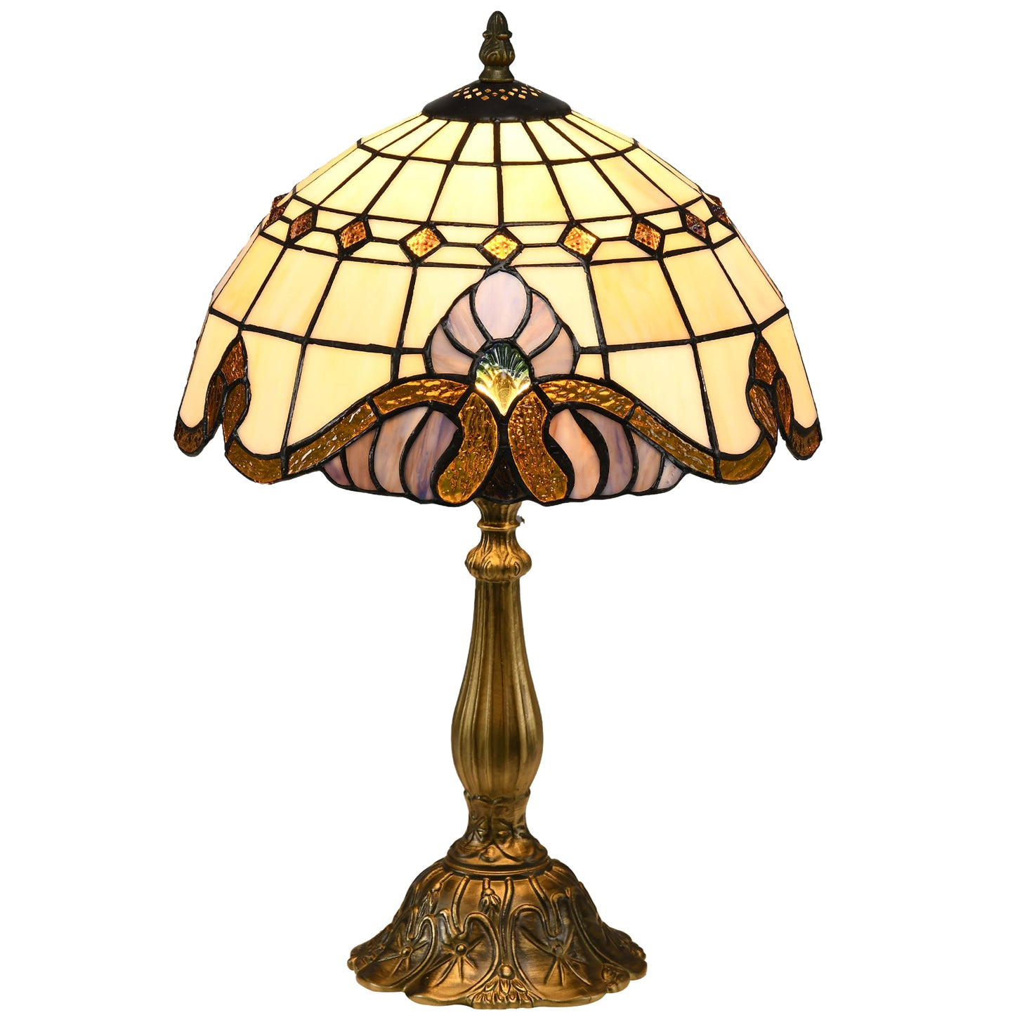 Noka Glass And Metal Multi Colour Handcrafted Stained Glass Table Lamp