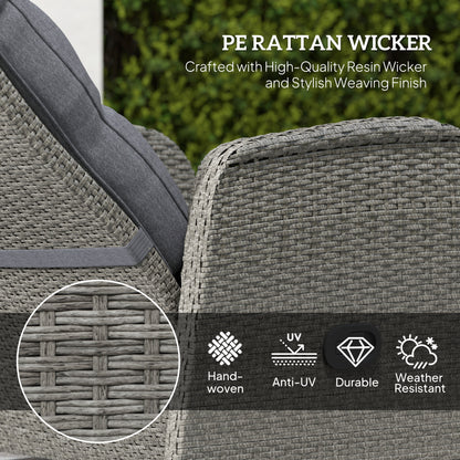Hafa Rattan Grey 2 Seater Outdoor Chaise Lounge Sofa Set With Cushions