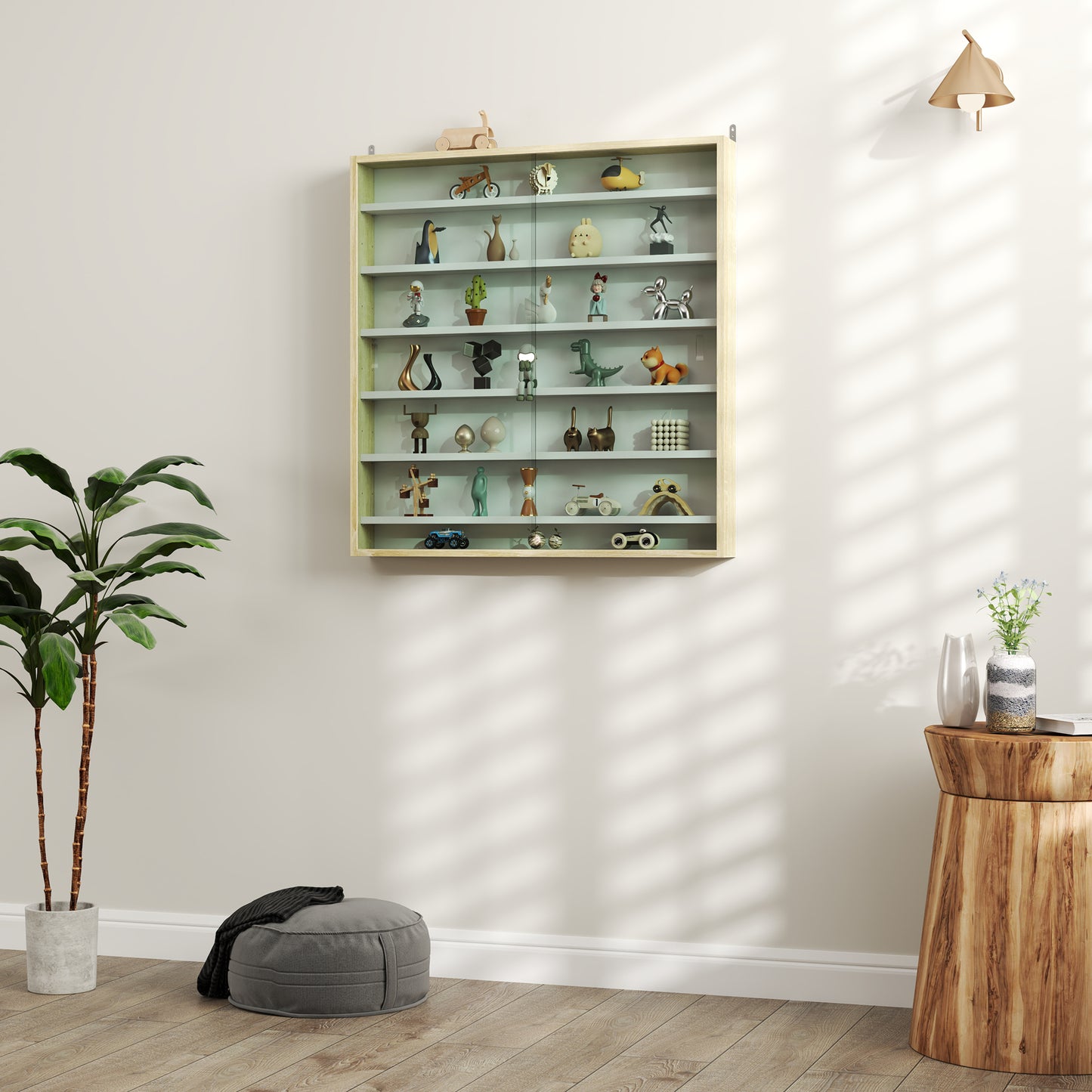 Yovere Wood And Glass Brown 6 Tier Display Cabinet With Glass Doors