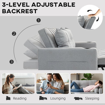 Kahani Razi Light Grey Upholstered 2 Seater Pull Out Sofa Bed