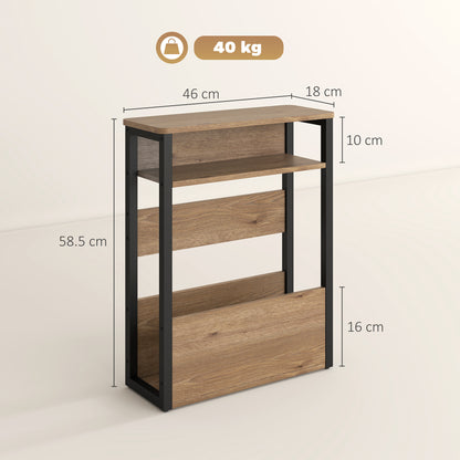 Neleke Metal And Wooden Black And Walnut Industrial Accent Magazine Side Table