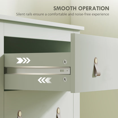 Viri Metal And Wood Green 4 Drawer Modern Storage Chest With Faux Leather Handles 60 x 40 x 98 cm
