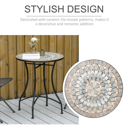 Nafiro Metal Green Round Mosaic Outdoor Patio Bistro Table