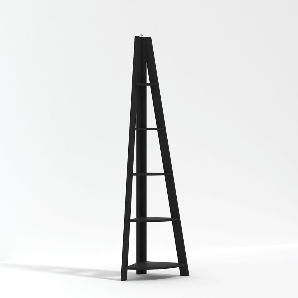 Athy Black Wooden Corner Ladder Shelving 4 Shelves