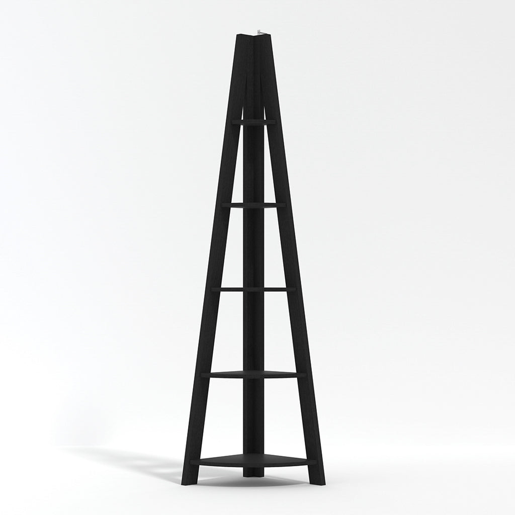 Athy Black Wooden Corner Ladder Shelving 4 Shelves