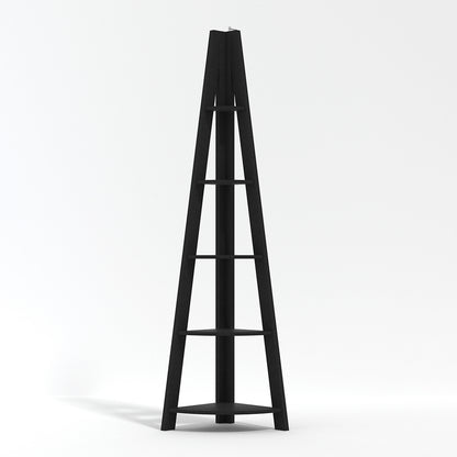 Athy Black Wooden Corner Ladder Shelving 4 Shelves