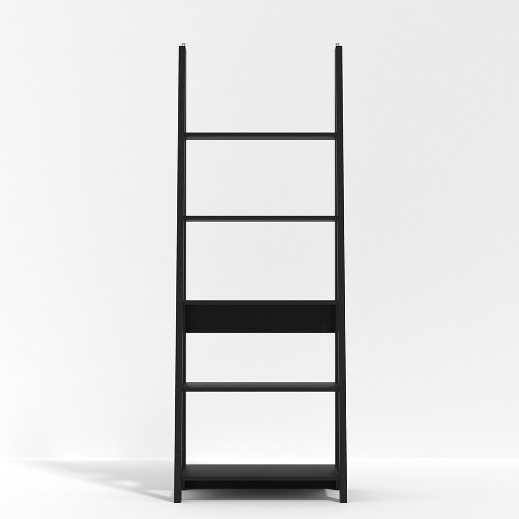 Athy Black Wooden Ladder Bookcase 5 Shelves