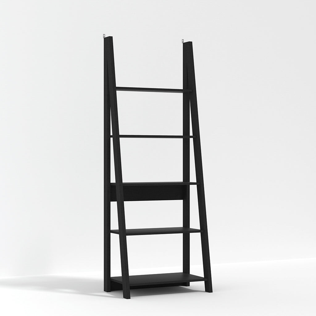 Athy Black Wooden Ladder Bookcase 5 Shelves