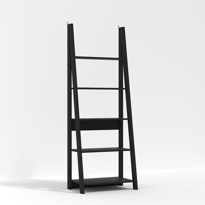 Athy Black Wooden Ladder Bookcase 5 Shelves