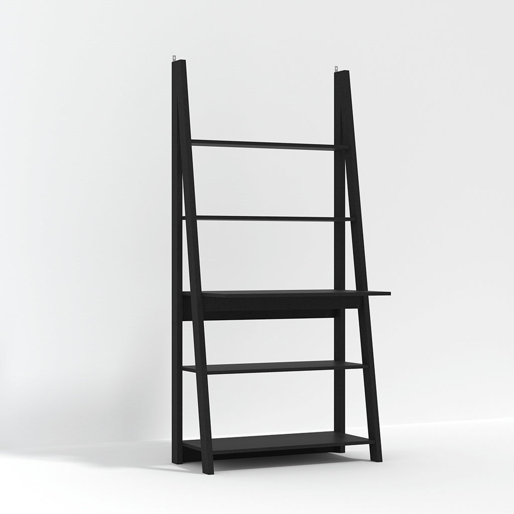 Athy Black Wooden Ladder Desk 5 Shelves