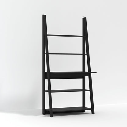Athy Black Wooden Ladder Desk 5 Shelves