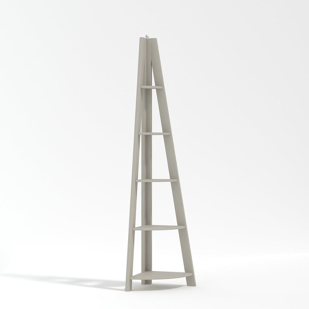 Athy Grey Wooden Corner Ladder Shelving Unit 4 Shelves