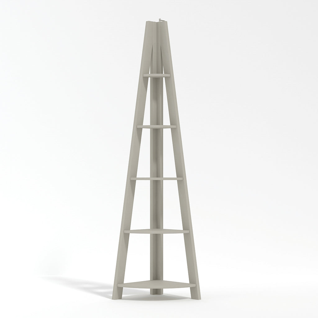 Athy Grey Wooden Corner Ladder Shelving Unit 4 Shelves