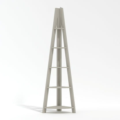 Athy Grey Wooden Corner Ladder Shelving Unit 4 Shelves