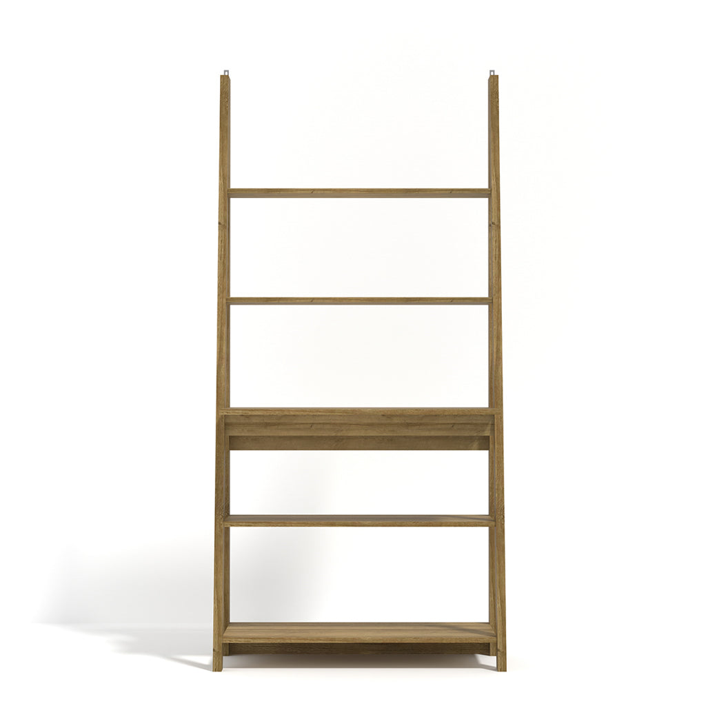 Athy Brown Oak Wooden Ladder Desk 5 Shelves