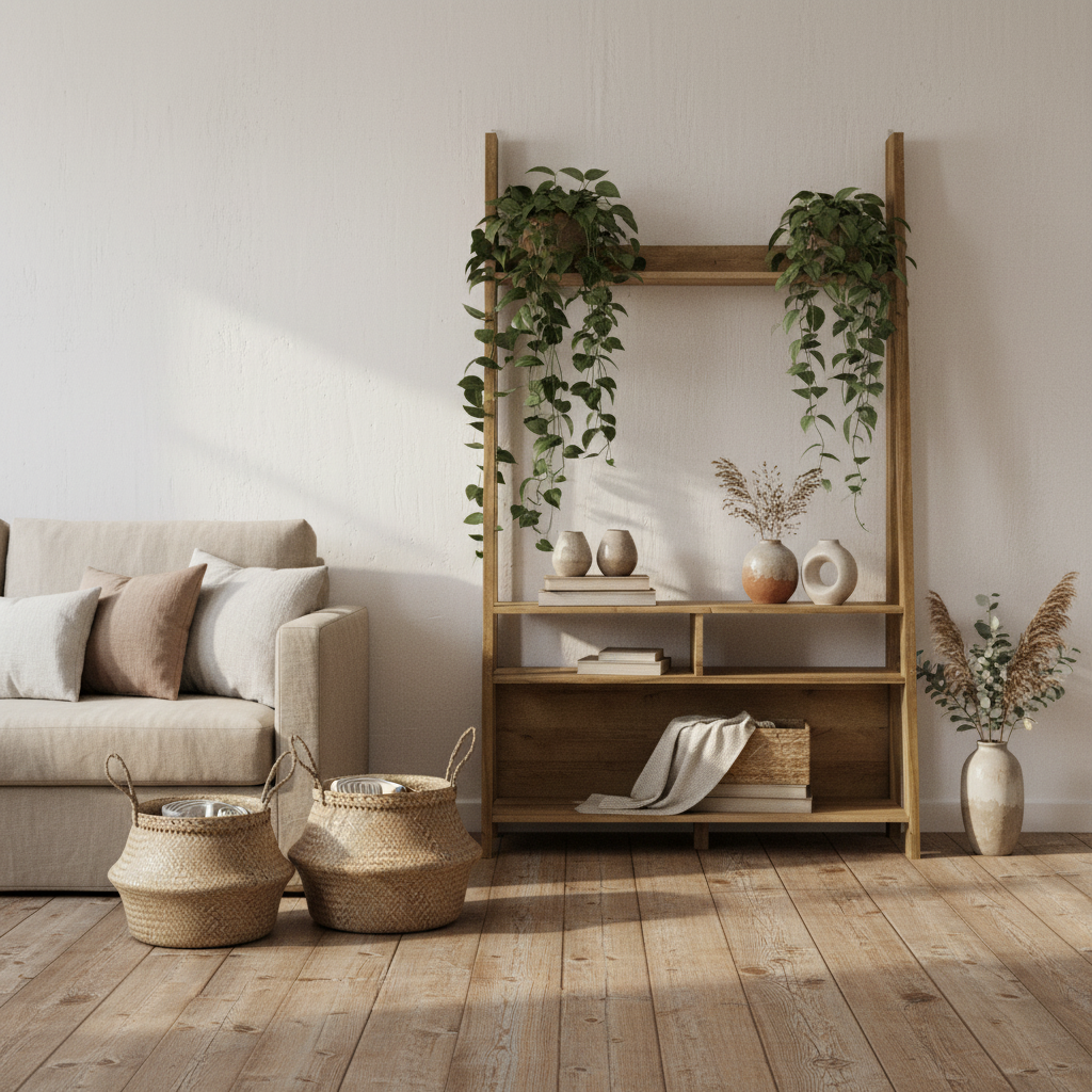 Athy Small Brown Oak Wooden Ladder TV Unit