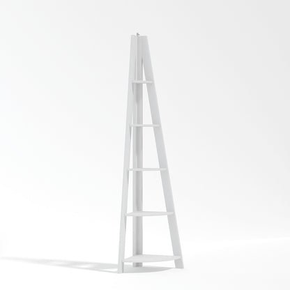Athy White Wooden Corner Ladder Shelving Unit 4 Shelves