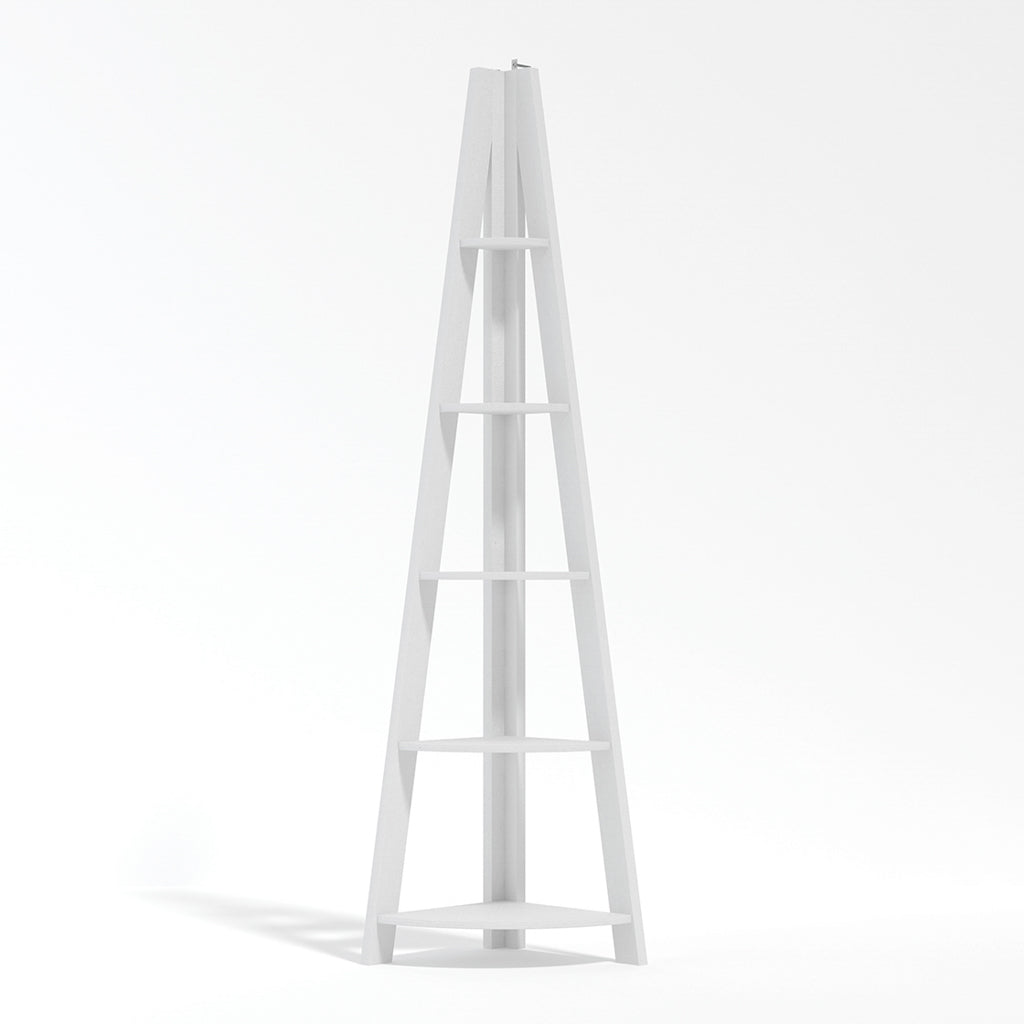 Athy White Wooden Corner Ladder Shelving Unit 4 Shelves