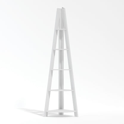 Athy White Wooden Corner Ladder Shelving Unit 4 Shelves