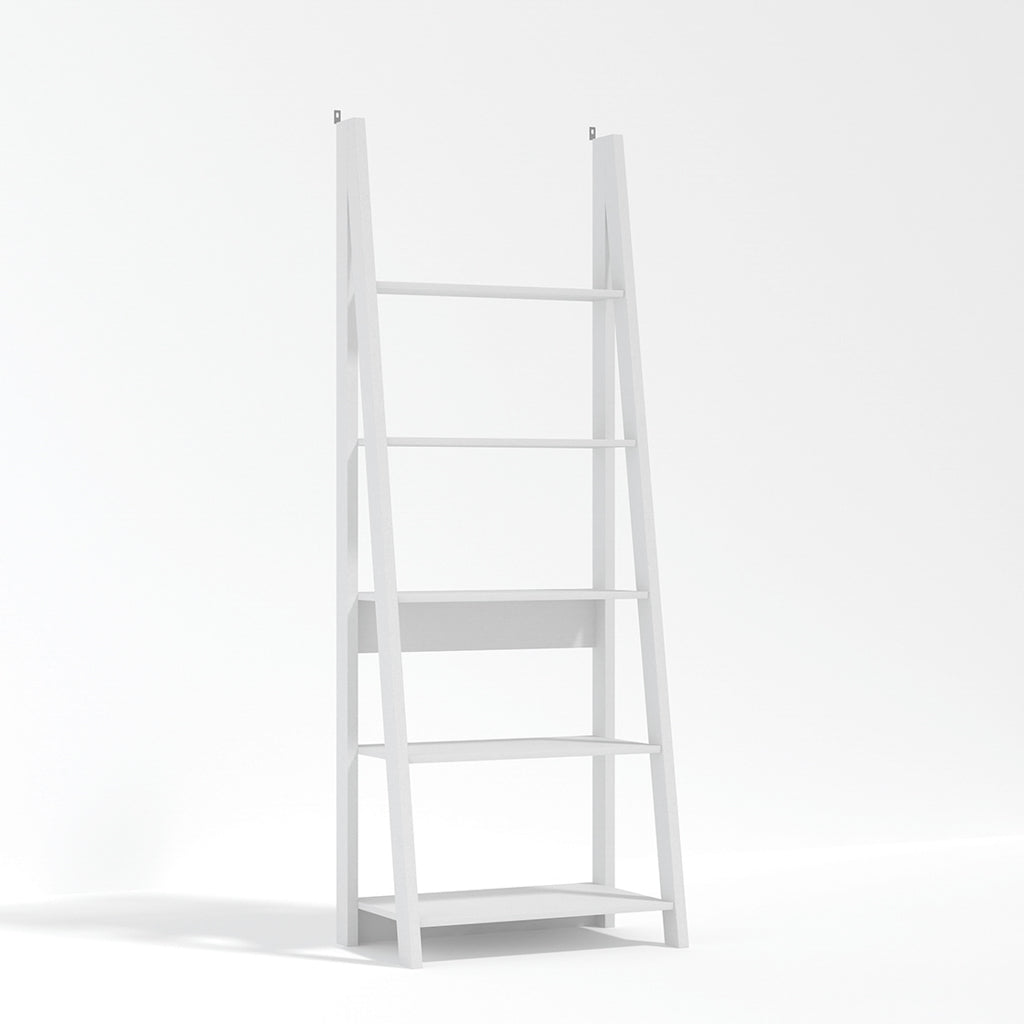 Athy White Wooden Ladder Bookcase 5 Shelves