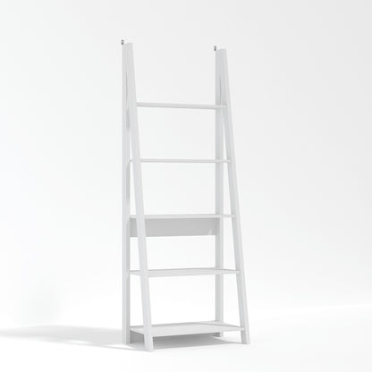 Athy White Wooden Ladder Bookcase 5 Shelves