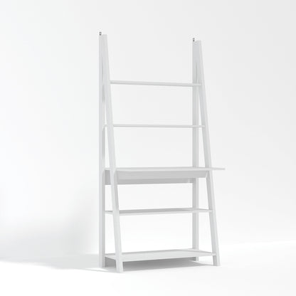 Athy White Wooden Ladder Desk 5 Shelves