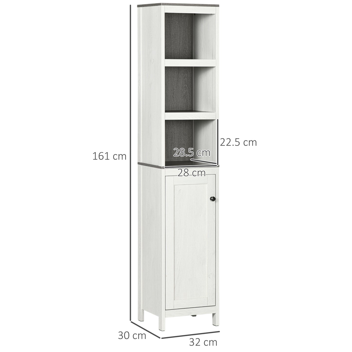 Sala Lata Tall Freestanding Bathroom Storage Cabinet With OFauxn Shelves And Adjustable Interior Antique White