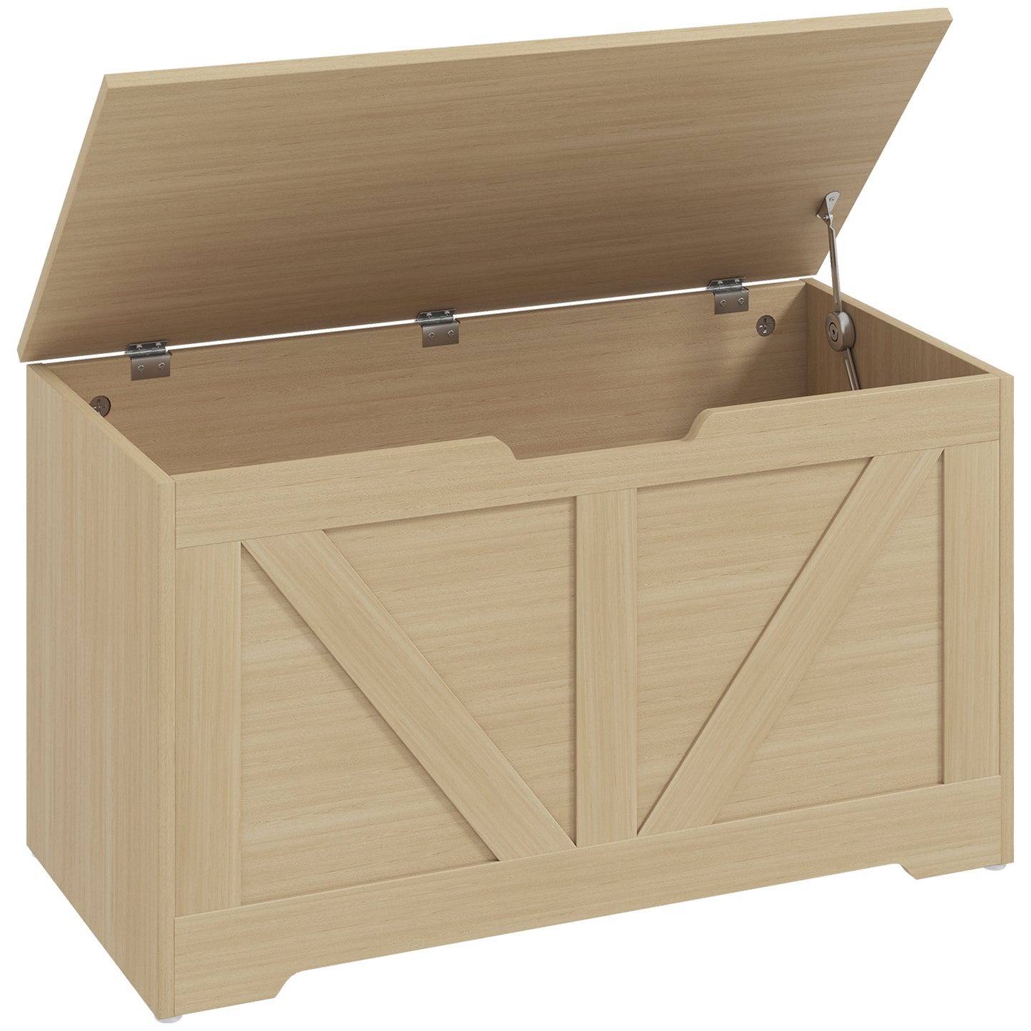 Yolu Vina Natural Wood Effect Storage Chest With Safety Hinges 100 Litre
