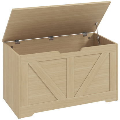 Yolu Vina Natural Wood Effect Storage Chest With Safety Hinges 100 Litre