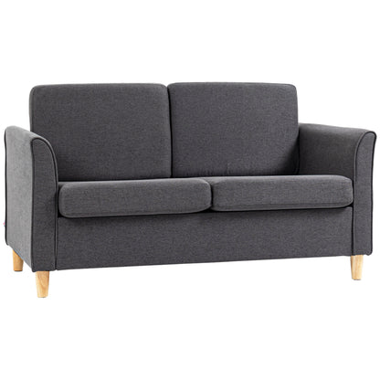 Sono Dark Grey Compact 2 Seater Sofa With Wooden Legs And Armrests