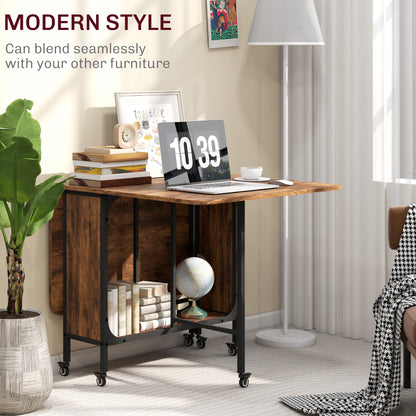 Nilanana Wooden Rustic Brown And Black Drop Leaf Dining Table Seating 6
