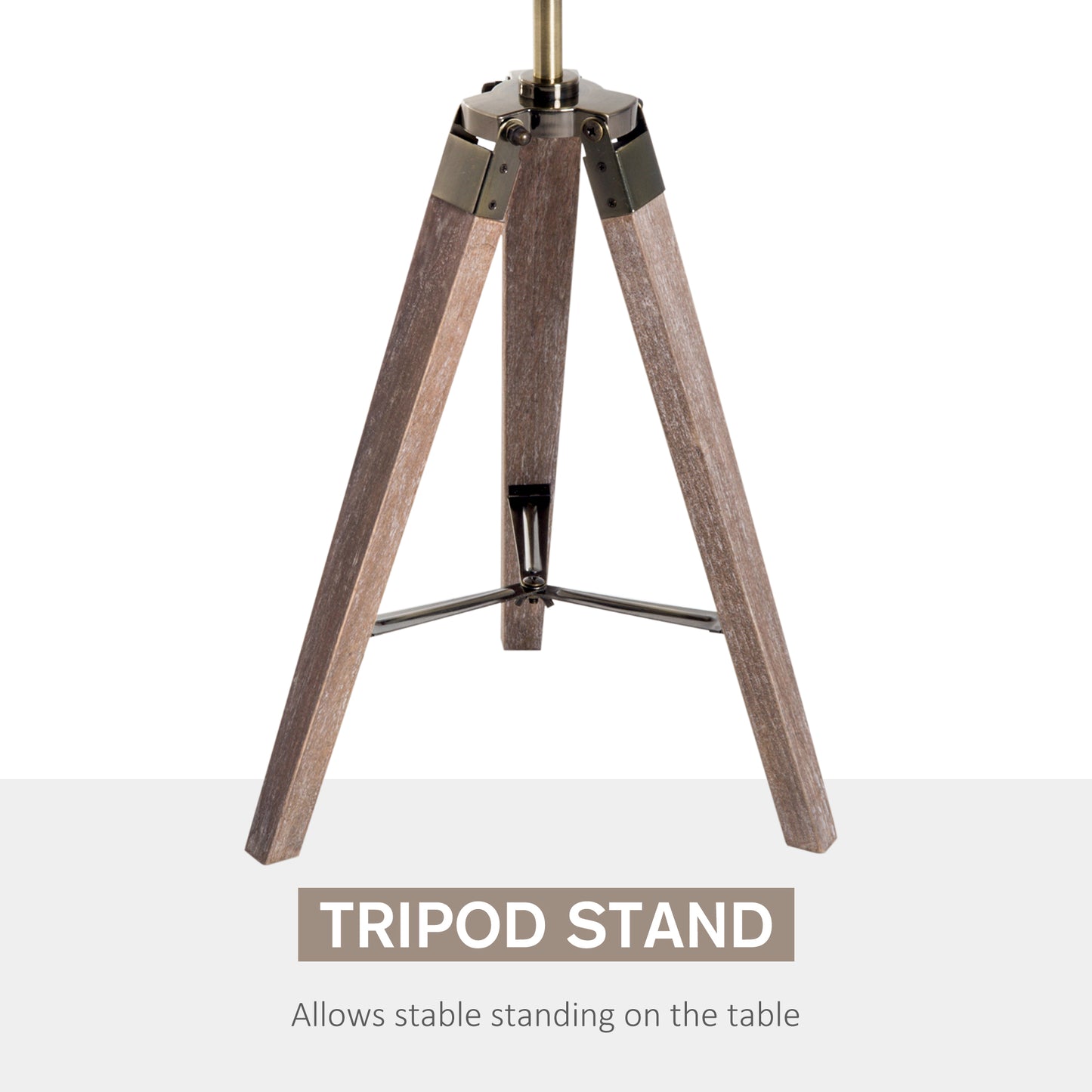 Vidira Wood And Metal Brass Vintage Tripod Table Lamp With Spotlight Head