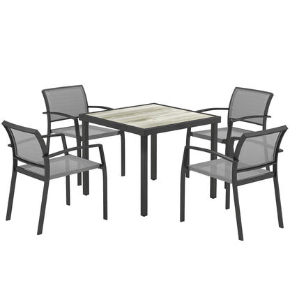Velo 4 Seatear Grey Mesh and Metal Frame Outdoor Garden Dining Set Arched Back
