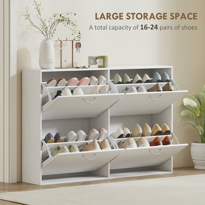 Notake Wooden White 4 Drawer Shoe Storage Cabinet