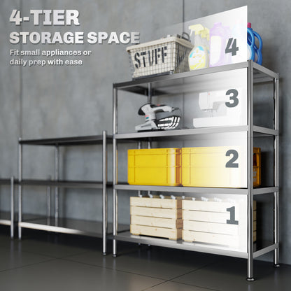 Nafado Stainless Steel Silver 4 Tier Bakers Rack Microwave Stand With Adjustable Shelves