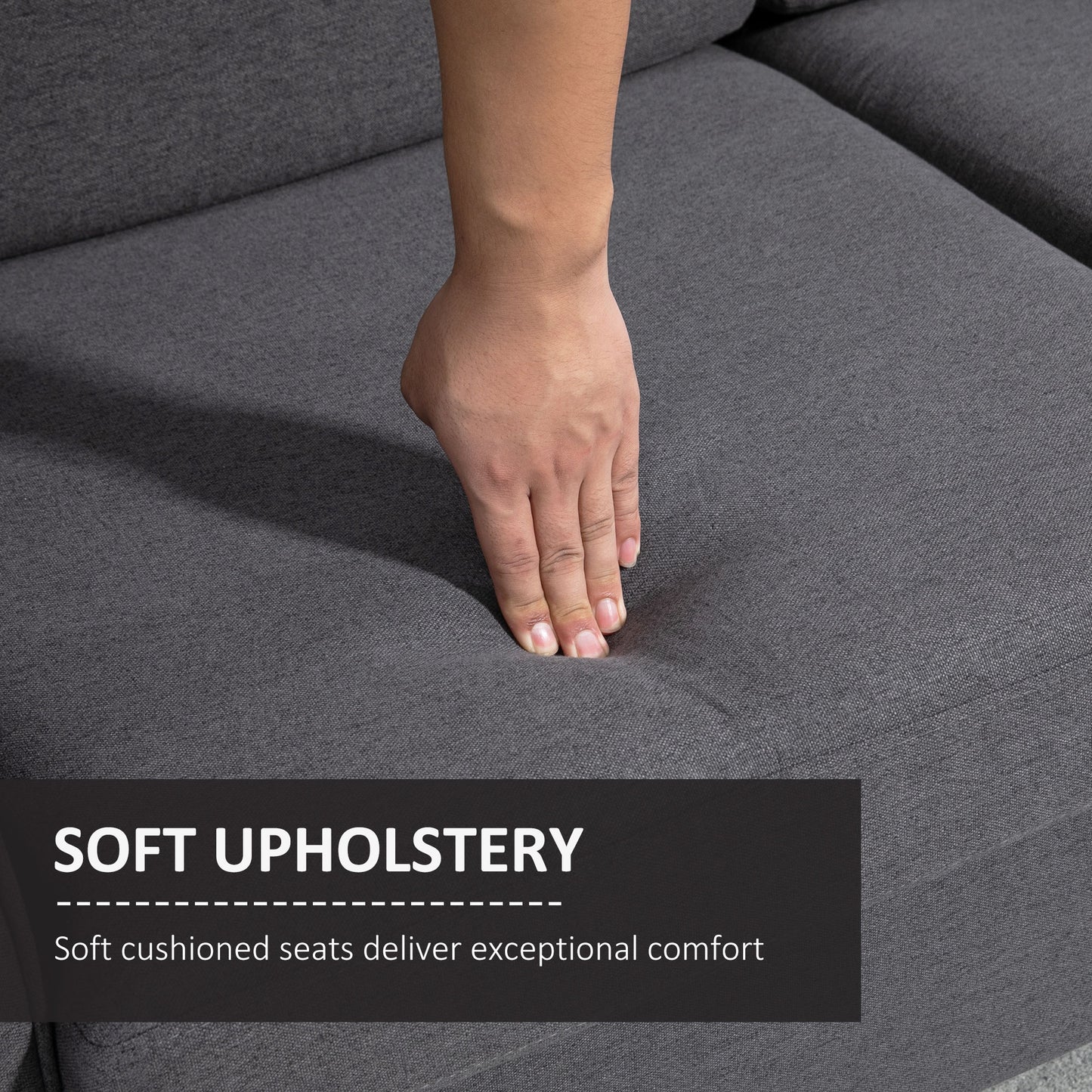 Sono Dark Grey Compact 2 Seater Sofa With Wooden Legs And Armrests