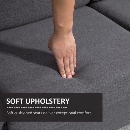 Sono Dark Grey Compact 2 Seater Sofa With Wooden Legs And Armrests