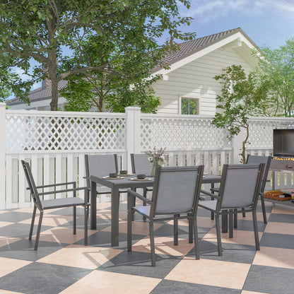 Lani 6 Seater Light  Grey Mesh Garden Dining Set With Rectangular Table