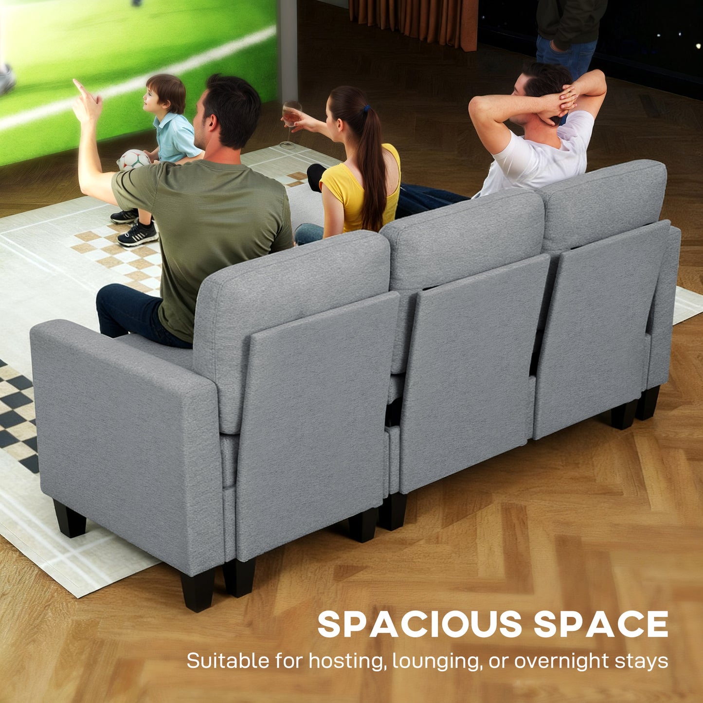 Fima Light Grey Fabric Upholstered 3 Seater Sofa Bed With Storage