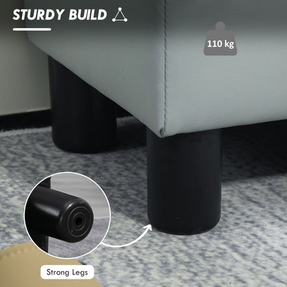 Relata Faux Leather Grey Cube Footstool With Black Legs