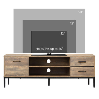 Sodori 132cm Metal And Wood Brown And Black Industrial TV Stand 2 Drawers 1 Door